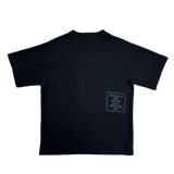 panelled waffle tshirt - black