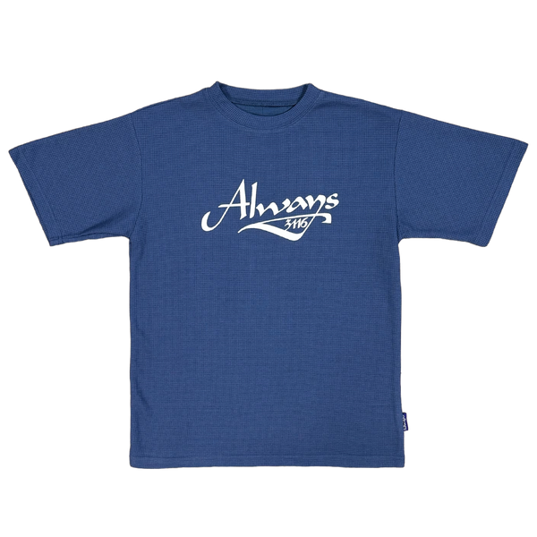 surf script waffle tshirt - navy