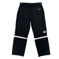 zip off drill trouser - black