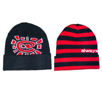 reversible cuff beanie - black / red