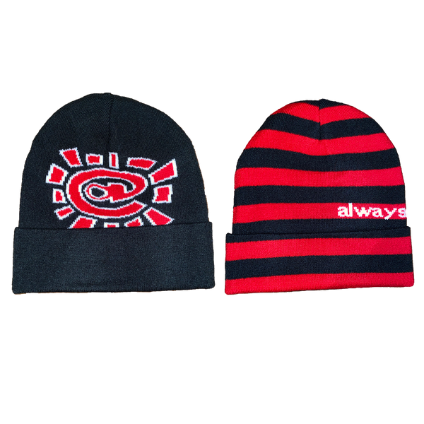 reversible cuff beanie - black / red