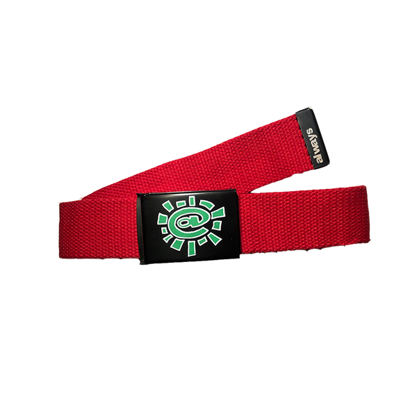 red silk screen belt