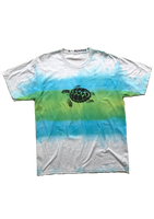turtle hand dye t-shirt blue green