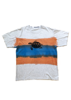 turtle hand dye t-shirt orange blue